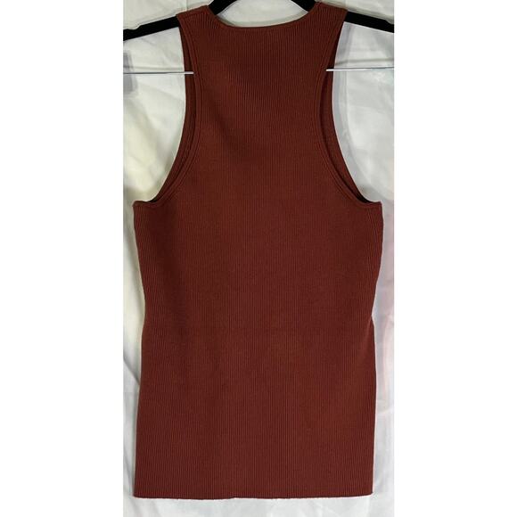 Madewell Brown Halter Neck Ribbed Sleeveless Tank Top Reg Size Medium - Picture 3 of 7